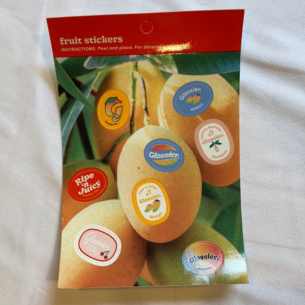 Glossier fruit stickers